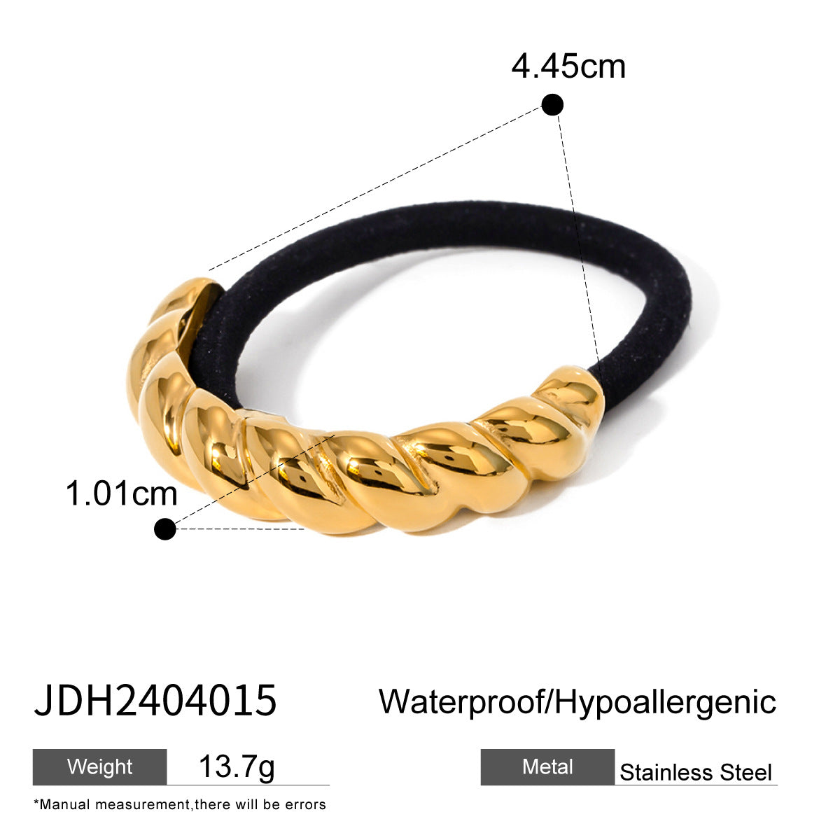 Metal Geometric Hair Ties | Gold & Silver Plated Ponytail Holders, Non-slip Elastic Scrunchies for Women