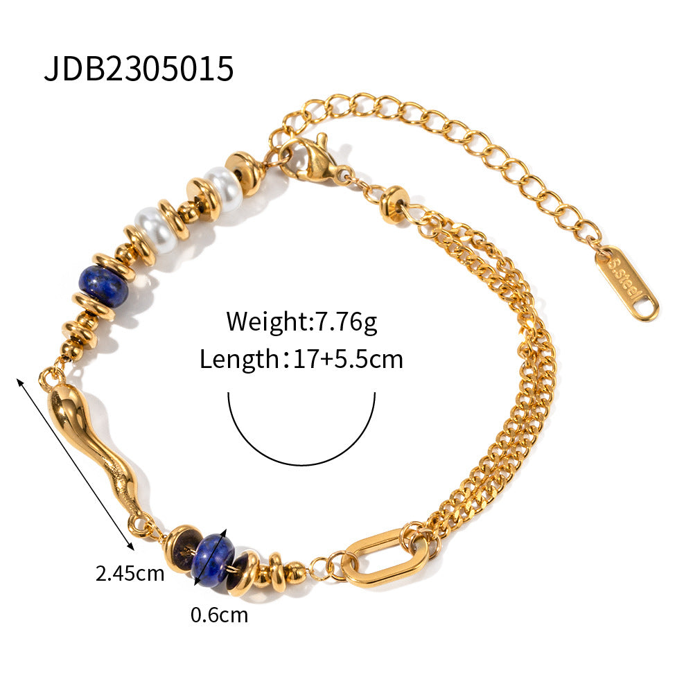 Stainless steel jewelry titanium steel does not fade pearl bracelet accessories gold-plated niche luxury bracelet
