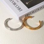 Silver Open Cuff 3-Ridge Bracelet for Women