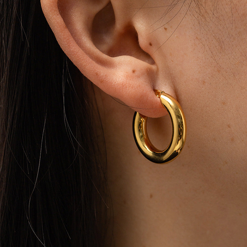 Gold Hoop Earrings for Women Minimalist Stainless Steel