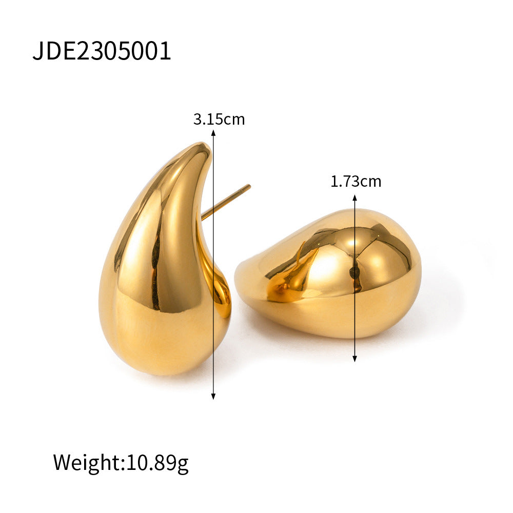 Drop Earrings – Green White Enamel Gold Post Women's Fashion Earrings
