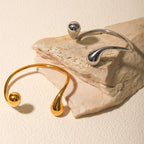Bracelet: Asymmetrical Open Cuff Gold Metal Jewelry