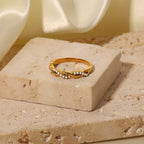 Ring Twisted Braided Gold Pearl Band – Elegant Women’s Jewelry