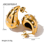 Gold Teardrop Earrings for Women with Zircon and Pearls