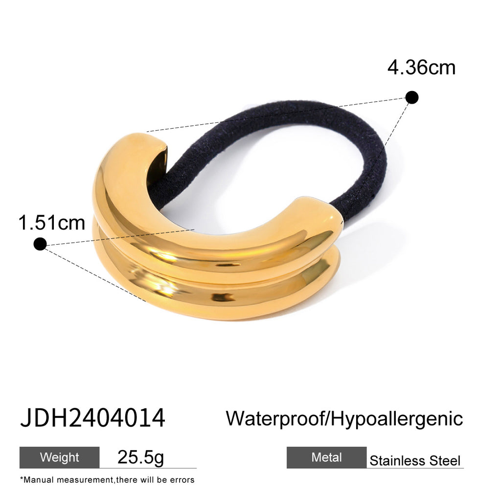 Metal Geometric Hair Ties | Gold & Silver Plated Ponytail Holders, Non-slip Elastic Scrunchies for Women