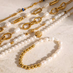 Stainless steel jewelry titanium steel does not fade pearl bracelet accessories gold-plated niche luxury bracelet