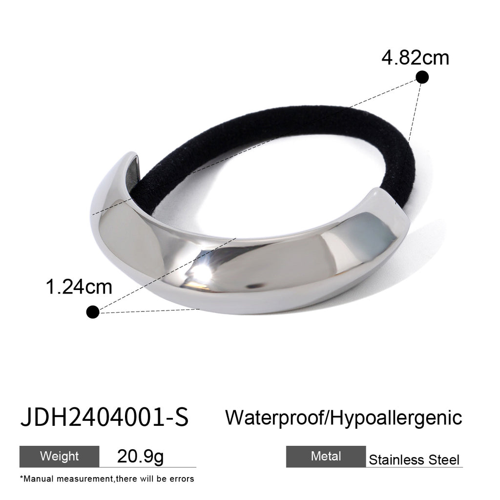 Metal Geometric Hair Ties | Gold & Silver Plated Ponytail Holders, Non-slip Elastic Scrunchies for Women