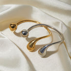Bracelet: Asymmetrical Open Cuff Silver Metal Jewelry