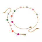 Bracelet Delicate 18k Gold Stainless Colorful Flower Chain for Women