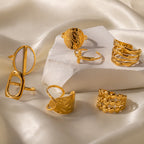 Hammered gold adjustable band ring