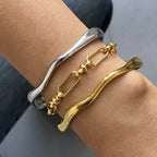 INS stainless steel plain bangle, high-end classic bracelet, titanium steel open bangle, 18k gold jewelry.