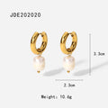 European and American style minimalist INS style 18K gold stainless steel earrings with natural freshwater pearl pendant hoop earrings for women