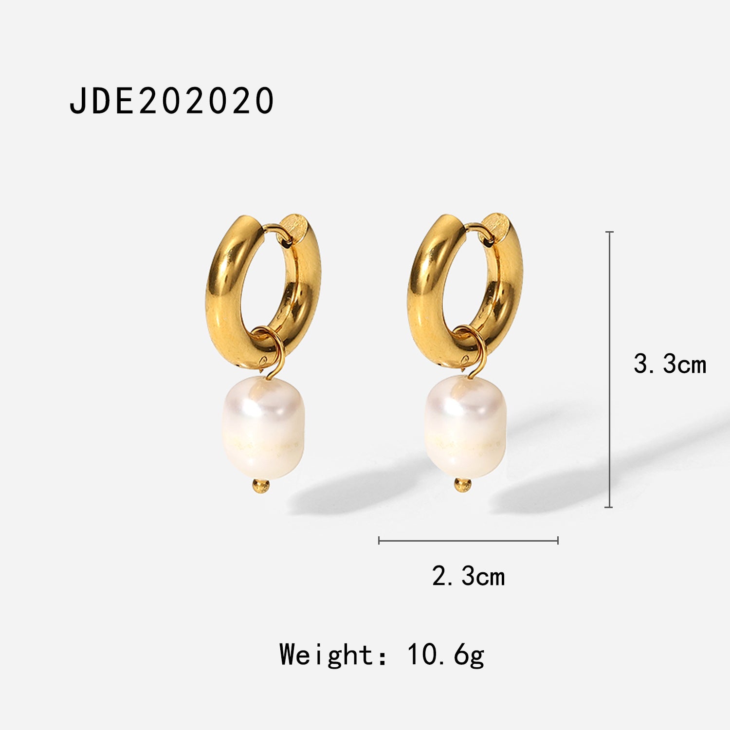 European and American style minimalist INS style 18K gold stainless steel earrings with natural freshwater pearl pendant hoop earrings for women