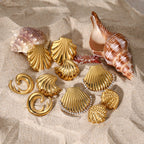 Gold shell stainless steel earrings for women beach style