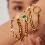 Layered Gold Charm Bracelet Set Trendy Bohemian Fashion Jewelry