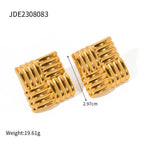 Statement Earrings Set: Gold & Silver Textured Studs, Hoop Styles