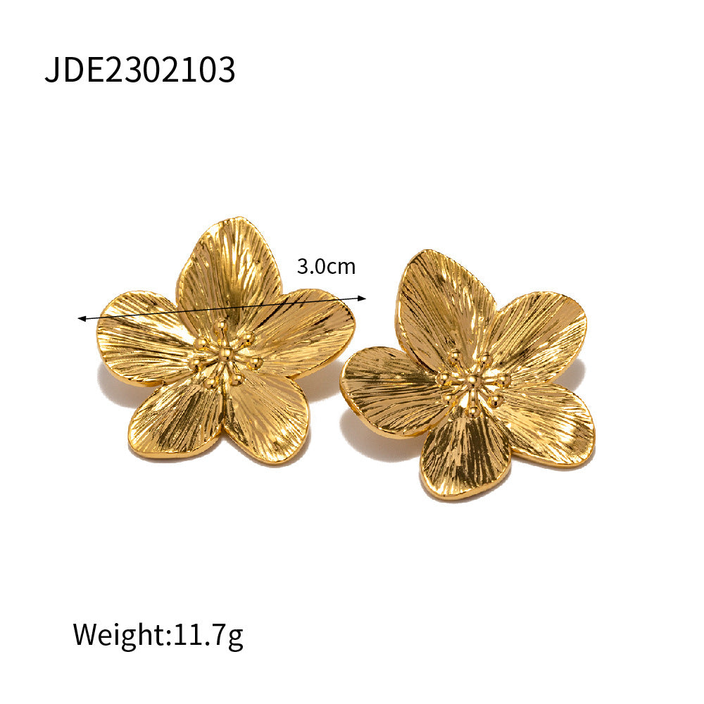 Earrings Vintage Gold Flower Stud Design for Women Jewelry