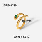 18K Gold Green Malachite Ring Women’s Vintage Boho Style