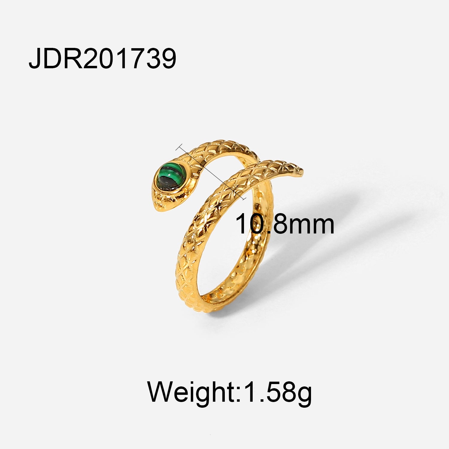 18K Gold Green Malachite Ring Women’s Vintage Boho Style