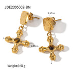 Necklace Cross Gold Plated Women's 18K Stainless Steel Jewelry Set