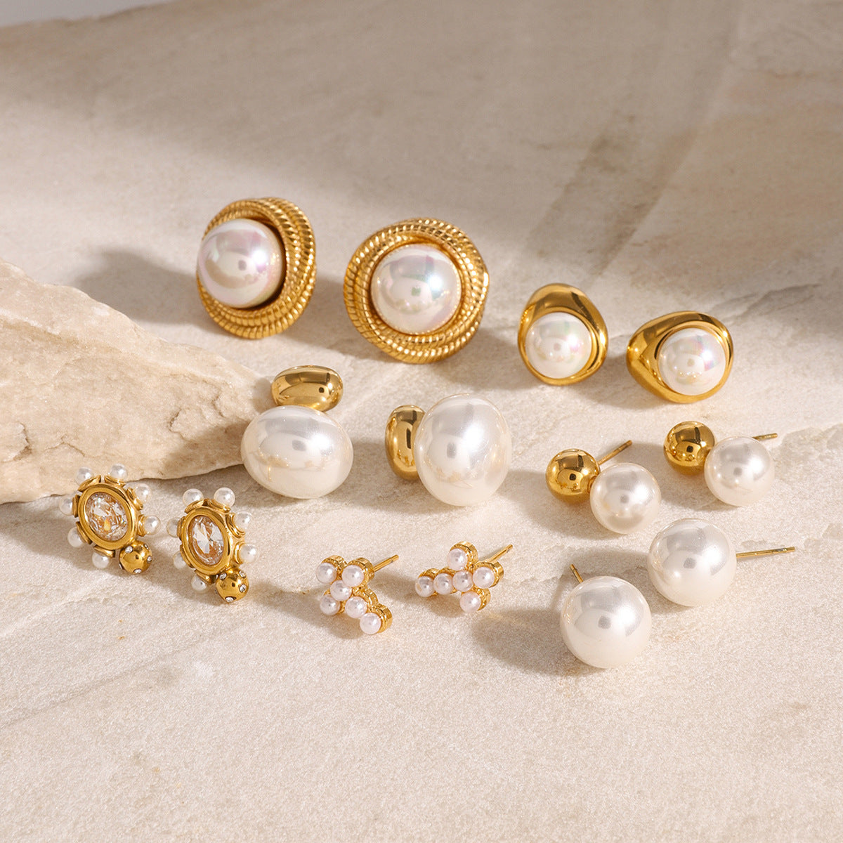 Stainless steel pearl earrings with a high-end feel, Instagram-style earrings, titanium steel earrings, European and American earrings