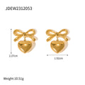 Earrings for Women: Heart-Shaped Bow Drop Gold Tone Romantic Style