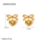 Earrings for Women: Heart-Shaped Bow Drop Gold Tone Romantic Style
