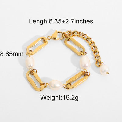 Stainless steel jewelry titanium steel does not fade pearl bracelet accessories gold-plated niche luxury bracelet