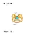 Ring 18K Gold Plated Stainless Steel Bohemian Gemstone for Women
