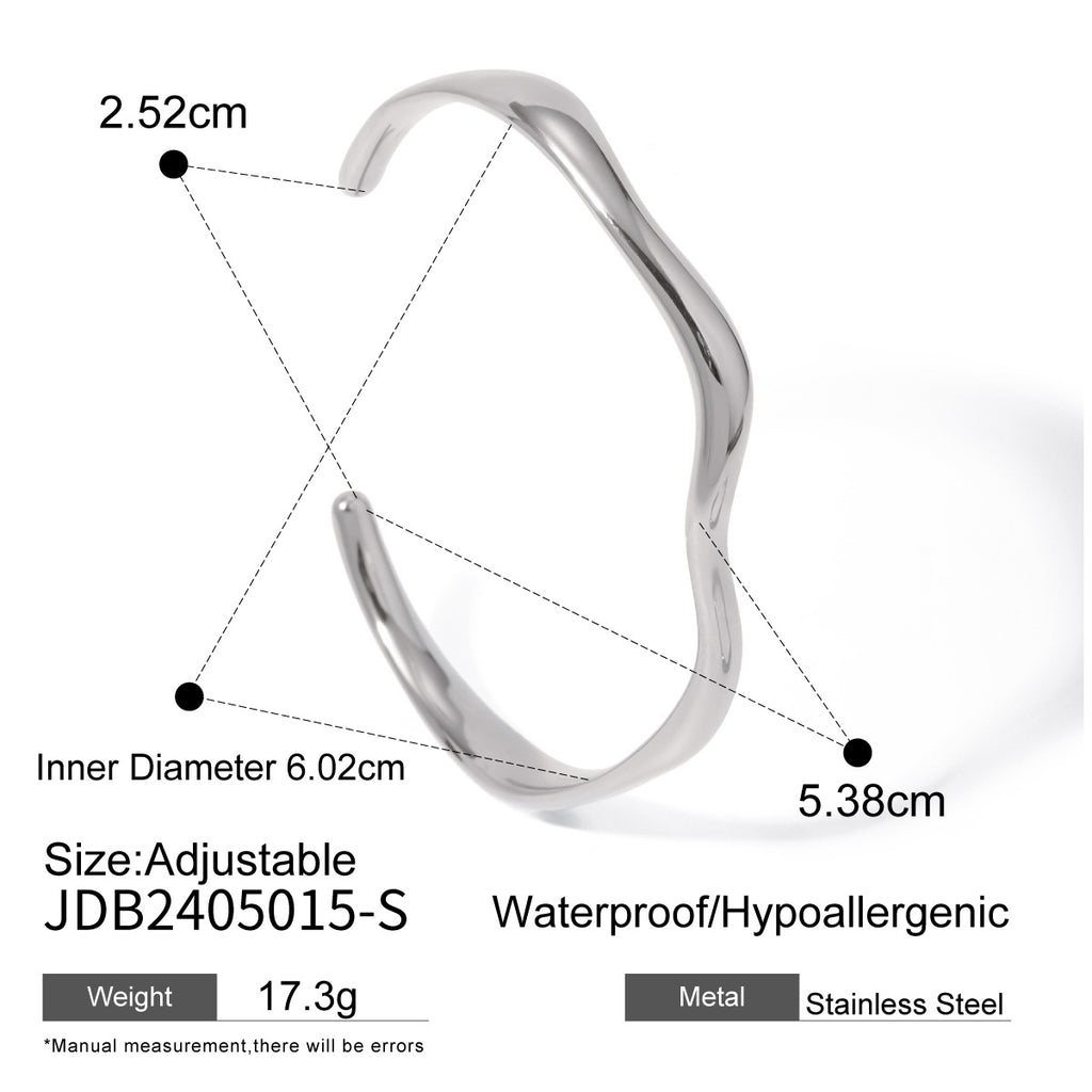 INS stainless steel plain bangle, high-end classic bracelet, titanium steel open bangle, 18k gold jewelry.