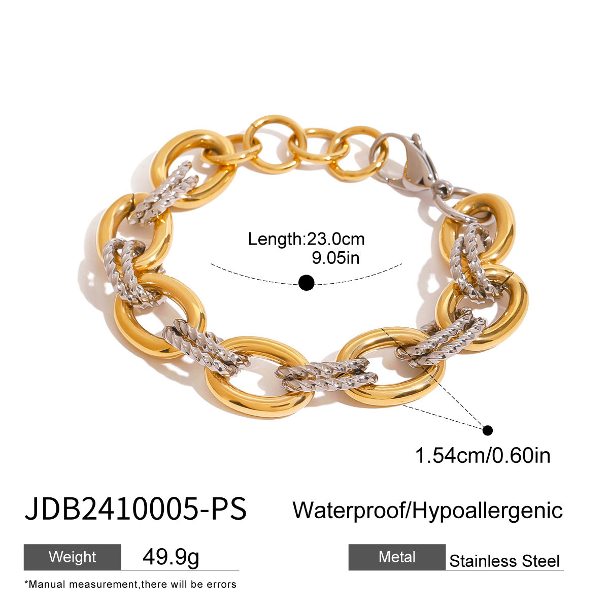 Stainless steel color-blocked bracelet high-end hand accessory titanium steel necklace cross-border metal style