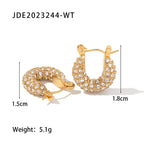 Gold Hoop Earrings 18k Gold Plated Stainless Steel White Zircon