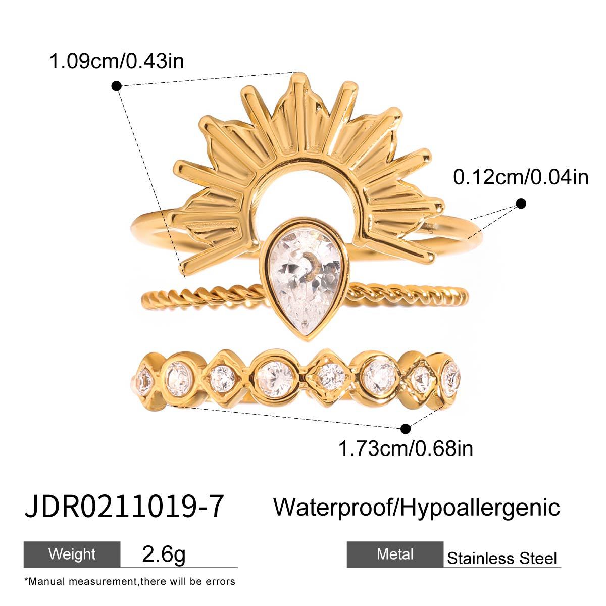 premium 18k gold plated stackable zircon stainless steel ring set crafted for modern everyday elegance