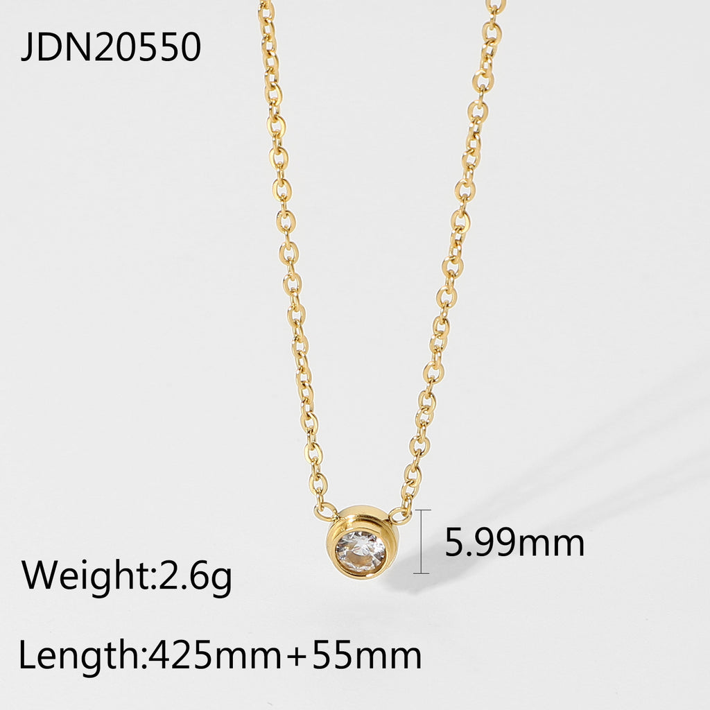 Necklace: Minimalist Gold Pendant with Zircon Accent for Women