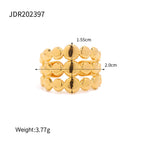 Ring Adjustable Gold Open Band for Women - Unique Minimalist Design