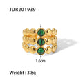 18K Gold Green Malachite Ring Women’s Vintage Boho Style