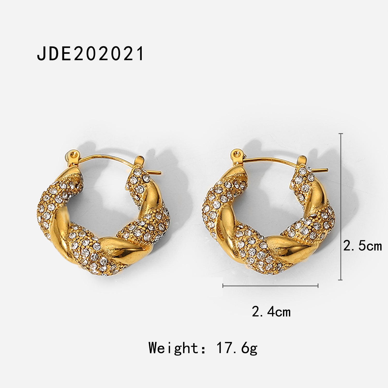 Gold Hoop Earrings 18k Gold Plated Stainless Steel White Zircon