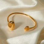 Gold tone open cuff titanium steel bracelet for women