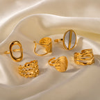 Gold open oval frame ring for women