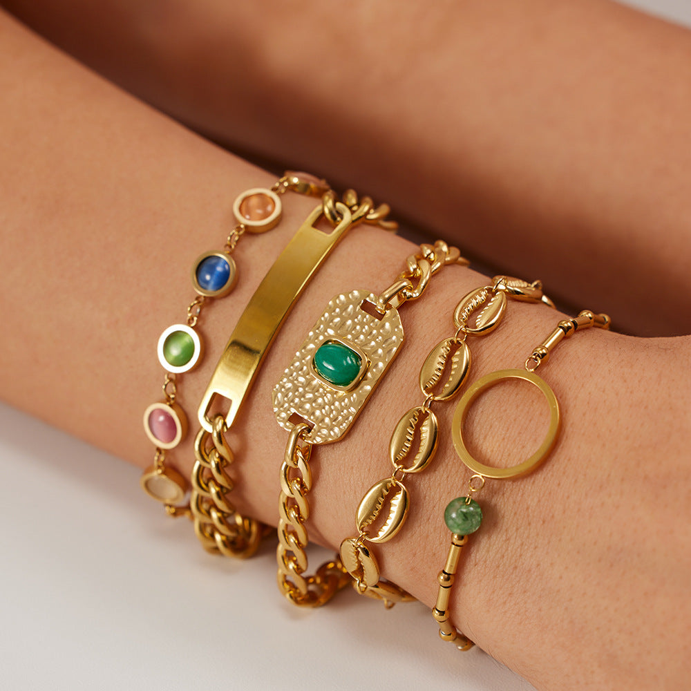 Layered Gold Charm Bracelet Set Trendy Bohemian Fashion Jewelry