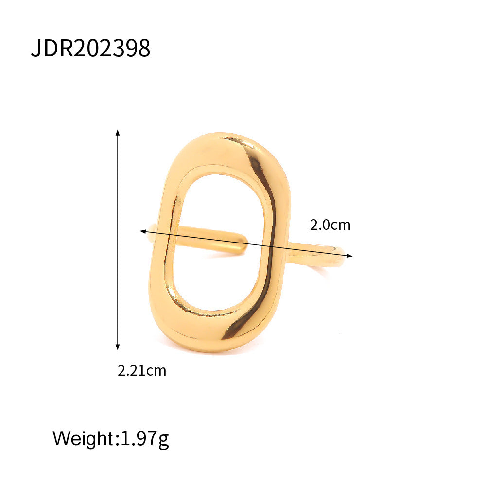 Textured gold round disc adjustable ring