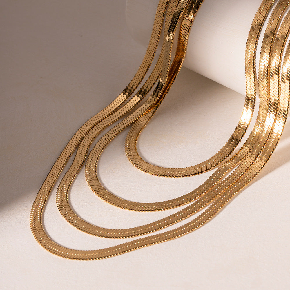 Necklace Gold Multi-Strand Titanium Steel Set for Women