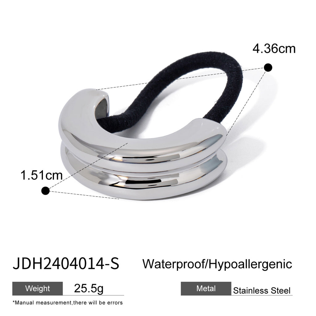 Metal Geometric Hair Ties | Gold & Silver Plated Ponytail Holders, Non-slip Elastic Scrunchies for Women