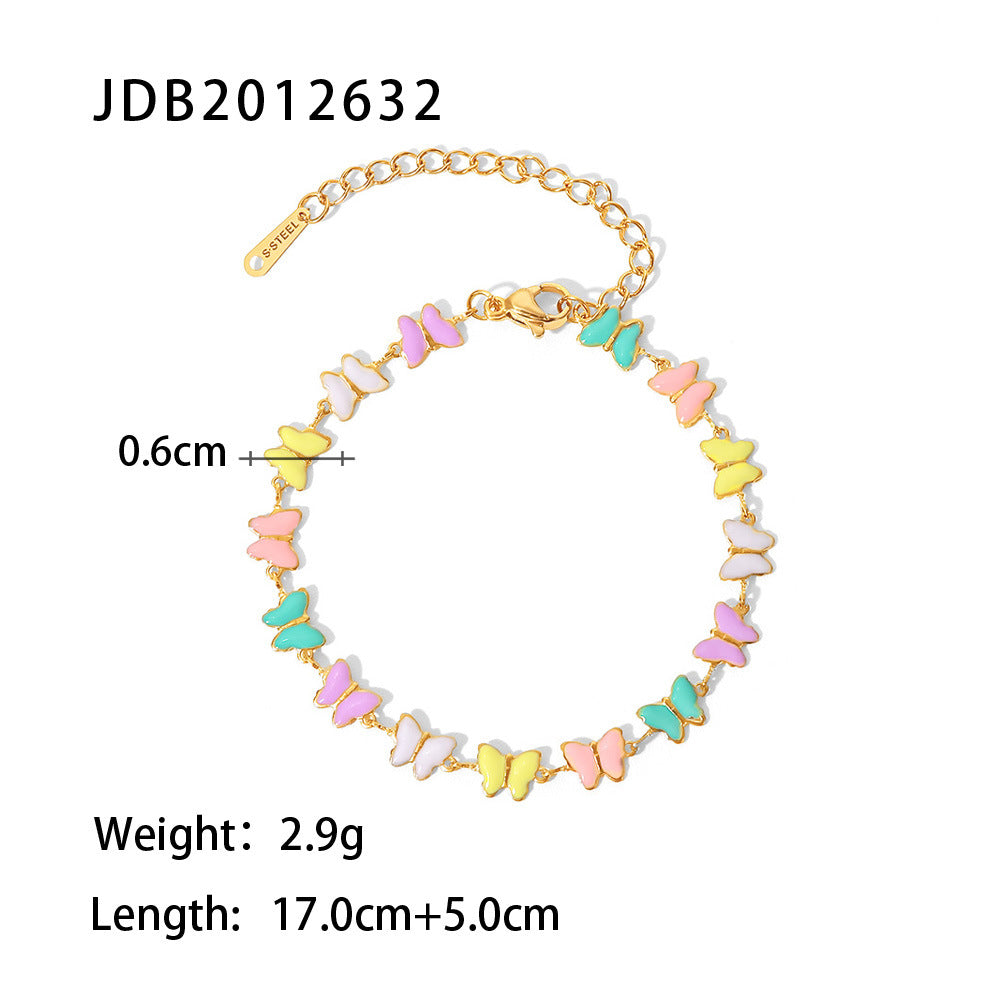 New titanium steel jewelry necklace and bracelet 18K gold white/color daisy chain necklace and bracelet