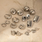 Polished stainless steel chunky hoop earrings modern design