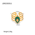 Gold Stackable Boho Ring Set with Malachite & Pearls for Women