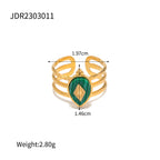 Gold Stackable Boho Ring Set with Malachite & Pearls for Women