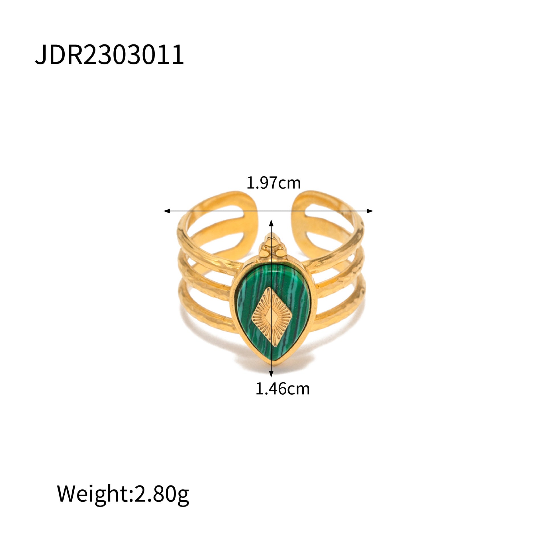 Gold Stackable Boho Ring Set with Malachite & Pearls for Women