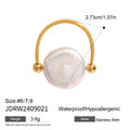 European and American style stainless steel button pearl polished ring, a light luxury and high-end niche jewelry.
