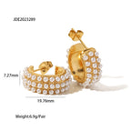 premium 18k gold plated dense pearl hoop earrings crafted from durable stainless steel for timeless french elegance